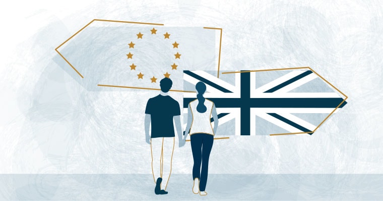 EU and UK flags together EU and UK flags together